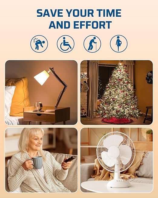 DEWENWILS Wireless Control Outlet for Christmas Decor, Programmable and Expandable Electrical Switch, 100FT Range, 125V/15A/1875W Light Switch, 2 Remote and 5 Outlets