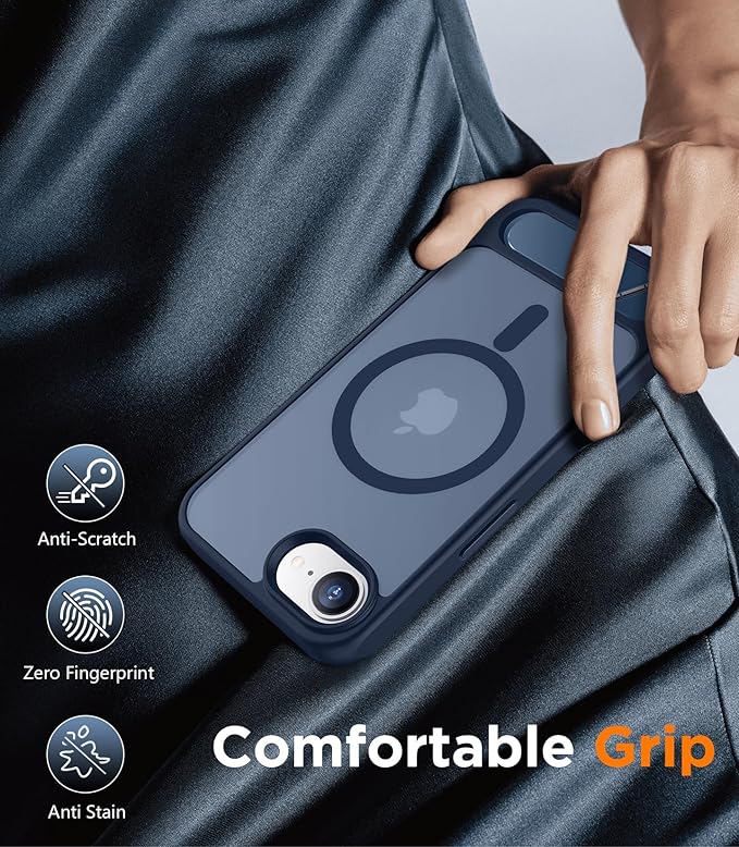 Magnetic Compatible with SE4 Case, [Built-in Invisible Kickstand][Military Grade Shockproof] Slim Translucent Matte Phone Case
