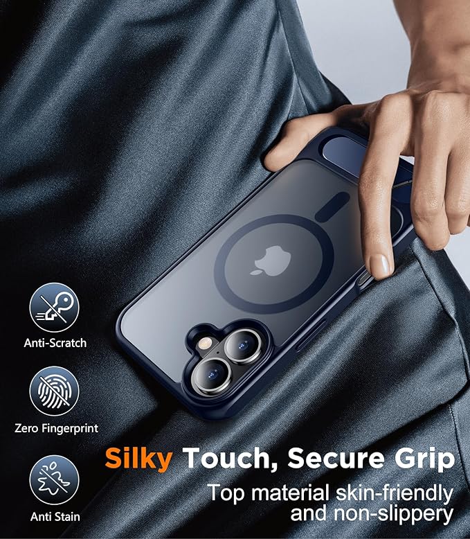 Magnetic Compatible with iPhone 16 Plus Case, [Built-in Invisible Kickstand][Compatible with MagSafe] [Military Grade Shockproof] Slim Translucent Matte Phone Case for iPhone 16 Plus 6.7"