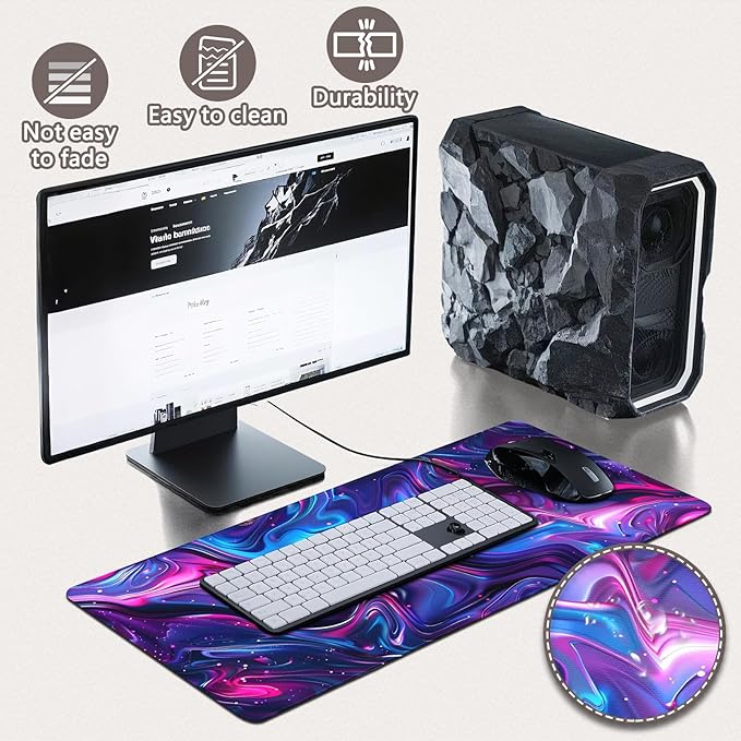 Gaming Mouse Pad - (31.5"×11.8") Topographic Large Mouse Pads for Desk - Desk Mat for Keyboard and Mouse with Non-Slip Base, Desks Pad Matfor Game/Office & Home