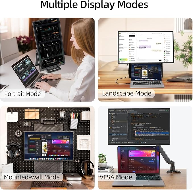 23.8" Large Portable Monitor - 1080P FHD 100Hz IPS HDR Second Screen, HDMI/USB-C Gaming Monitor with Magnetic Stand(Height-Adjustable & Rotatable), Speakers, VESA Mount Display for Laptop/MacBook/PC