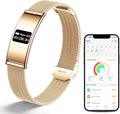 Smart Bracelet for Women Men, Activity & Fitness Trackers/SpO2/Heart Rate/Sleep Stress/1ATM Waterproof,Automatic Monitoring Wearable Fitness Tracker with Free App,2 Bands (Golden)