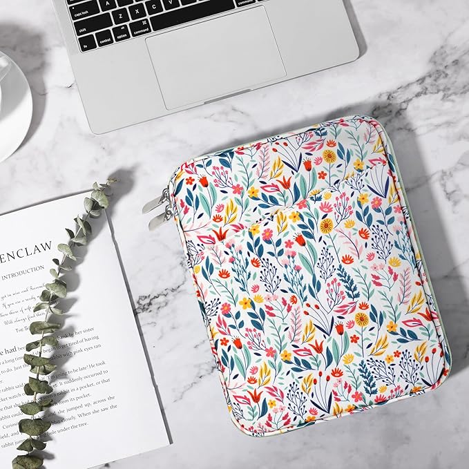 TiMOVO 9-11" Tablet Sleeve Bag for iPad 11-inch A16 2025, iPad 10.9"/10.2"| Air 11 Inch/5th/4th Gen. 10.9", Galaxy Tab A9+/A11Plus 11", Protective Bag with Pocket, Flowers