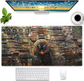 Futuristic Fantasy Mouse Pad, Cyberpunk Style Desk Mat, Extended XL Gaming Mouse Pads, Sci-Fi Computer Pad with Durable Stitched Edges, Non-Slip Washable Office Desktop Decorative Pad 31.5X15.7 Inch
