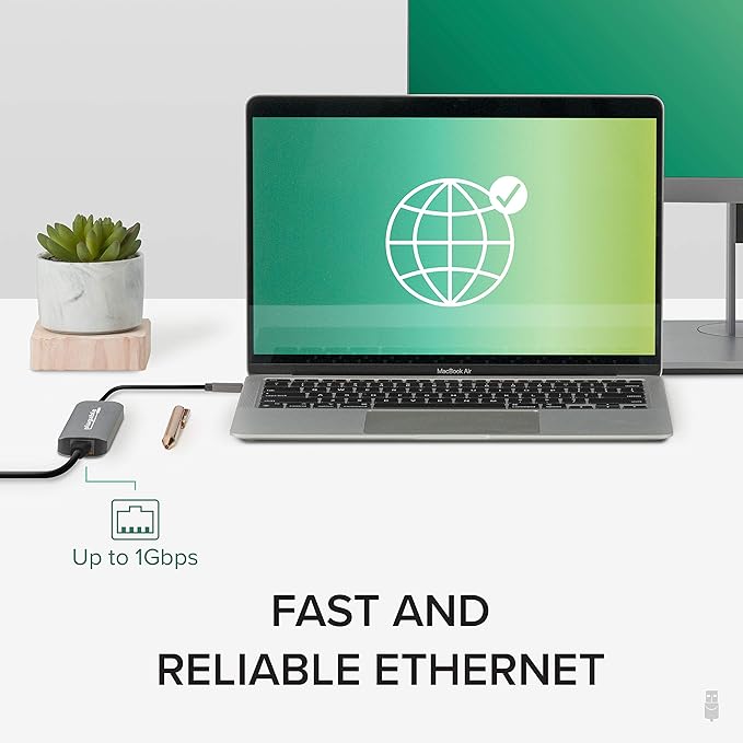Plugable 7-in-1 USB C Hub Multiport Adapter with Ethernet Driverless Compatibility with Mac, Windows, iPhone 15, Chromebook, USB4, Thunderbolt, 100W Charging, Ethernet, 4K60Hz HDMI, 2X USB, SD/microSD