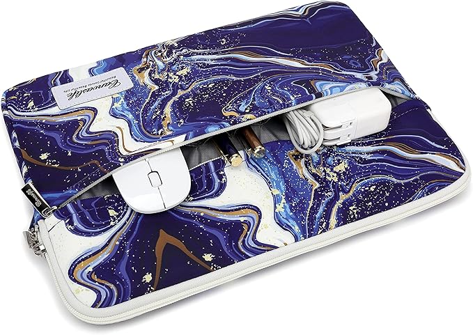 Canvaslife Blue Marble Pattern 13 inch Canvas Laptop Sleeve with Pocket 13 inch 13.3 inch Laptop case 13.1 case