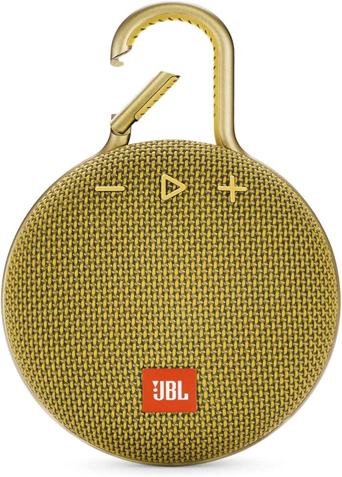 JBL Clip 3, Mustard Yellow - Waterproof, Durable & Portable Bluetooth Speaker - Up to 10 Hours of Play - Includes Noise-Cancelling Speakerphone & Wireless Streaming