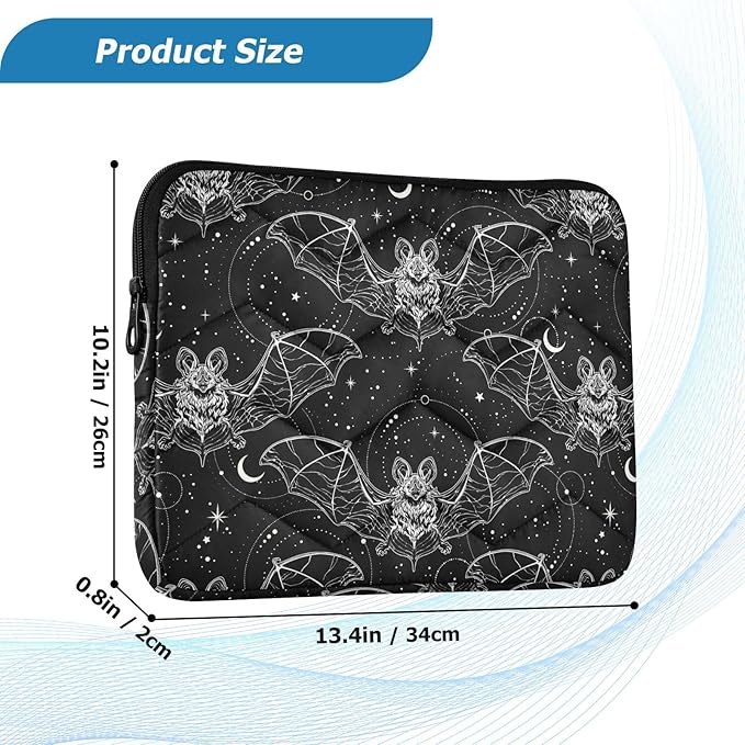 Bat Halloween Laptop Sleeve 13 inch Cute Laptop Bag 14 inch Waterproof Computer Bag for Women Laptop Accessories Computer Cover Bag for Tablet Men