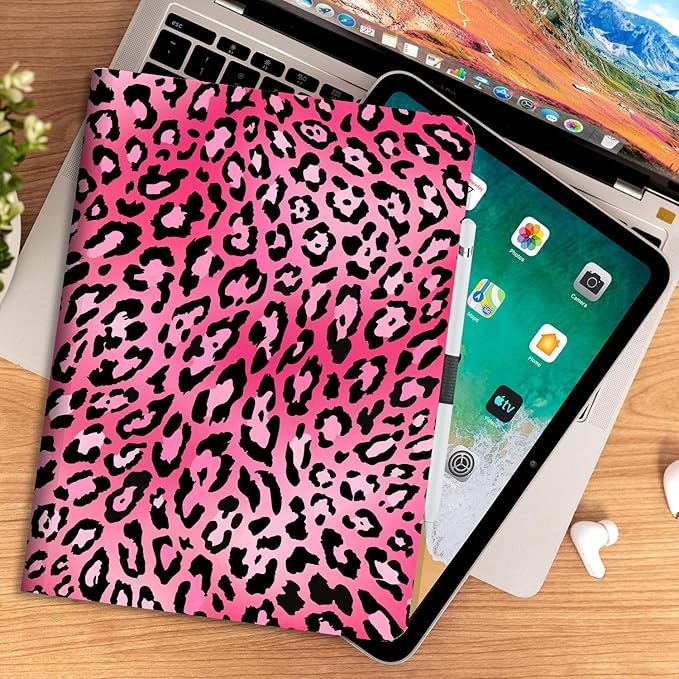 for iPad (A16) 11Th/10Th Generation Case 2025/2022, for iPad Case 11Th/10Th Generation, Fit iPad 10Th/11Th Gen Cover Pencil Holder/Hand Strap/Pocket/Adjustable Stand, Leopard