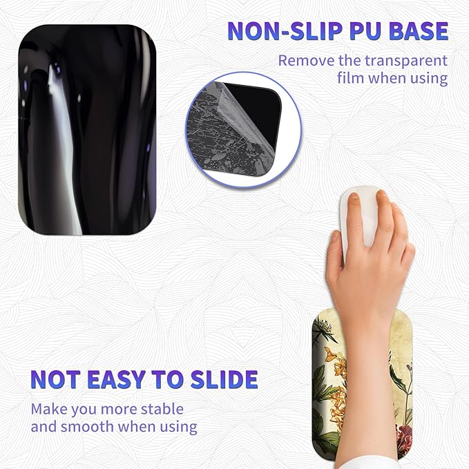 Large Mouse Pad Set, Desk Mat + Elbow Rest Pad + Coaster, Easy Typing Pain Relief, Ergonomic Arm Rest Pad with Memory Foam, Extended Desk Pad Anti-Slip Rubber Base for Office Home, Plant Specimen