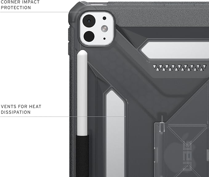 URBAN ARMOR GEAR UAG Designed for iPad Pro 11" 6th Gen 2025 M5, 5th Gen 2024 M4 Case A3357 A3358 A3359 - Rugged Transparent Protective Cover with Kickstand and Pencil Holder Scout Plus Ash