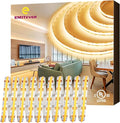 EMITEVER COB LED Strip Lights Warm White, 3000K Tape Light 16.4FT Premium High Density, DC 24V, 300+Lumens/ft,2400LEDs/Spool, Ra 90+, 3W/ft, UL Listed 5 Year Warranty (Power Supply Sold Separately)