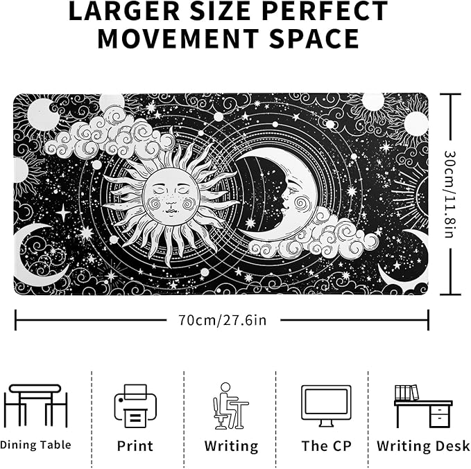 Magic Astrology Extended Big Mouse Pad Large, Gaming Mouse Pad Desk Pad,27.6x11.8 Inch Long Computer Keyboard Mouse Mat Black Mousepad with 3mm Non-Slip Base and Stitched Edge for Gaming and Office