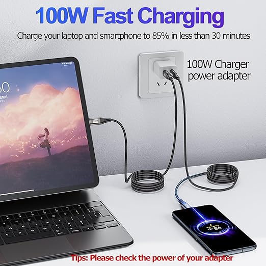 USB C Cable 10 FT, Full-Featured Long USB 3.2 Gen 2x2 Cord 10FT, USBC Charging/Monitor Video/Data Cable(4K@144/120,100W /20Gbps) for VR,Phone,Laptop,KYY, Portable Monitor, LG-3M