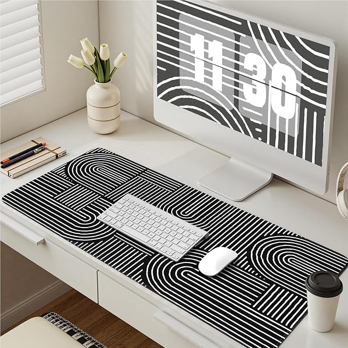 iCasso Black Desk Mat, Large Mouse Pad for Desk, Anti-Slip Big Mousepad with Stitched Edges, Computer Pad for Desktop
