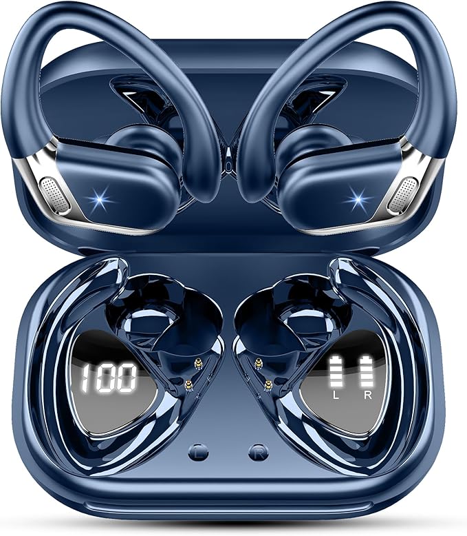 Hupoaf Wireless Earbuds Sport with Earhooks, 2026 Bluetooth 5.4 Headphones with 4 ENC Noise Canceling Mics, 50H Stereo Earphones for Running/Gym/Workout, IP7 Waterproof Over Ear Buds for Android/iOS