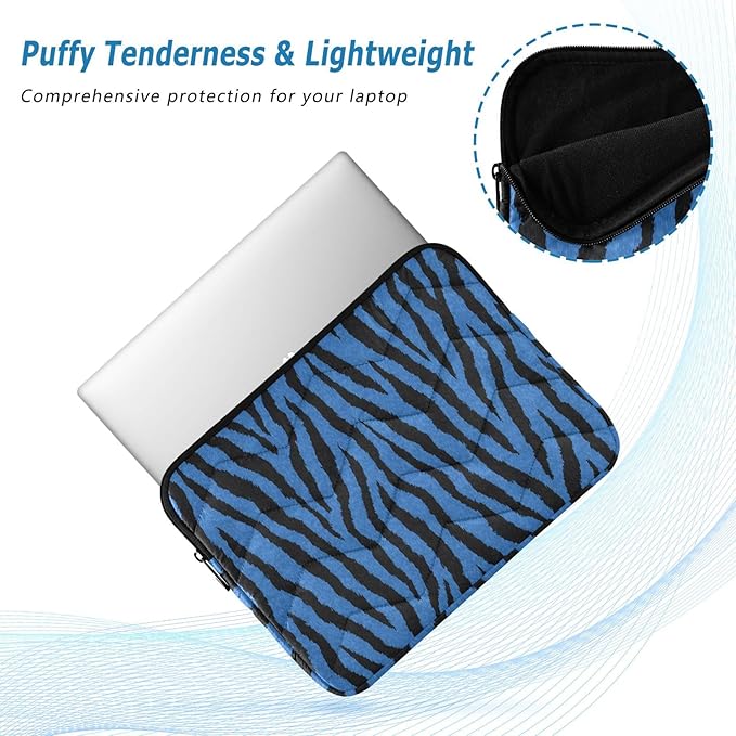 Laptop Case Sleeve, Blue Tiger Black Animal Print Shockproof Protective Computer Carrying Cover, Briefcase Handbags 15-16 inch Laptop Sleeve Bag