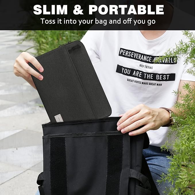 MoKo 7-8 Inch Tablet Sleeve Bag, Carrying Case Fit with New iPad mini (A17 Pro) 8.3" 2024, iPad mini 6 / iPad mini 5 / iPad mini 4 / iPad mini 3 / iPad mini 2, Black & Gray