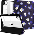 MrARTIST for for iPad Pro 11 Inch Case (M5/M4) 2025/2024 6th/5th Generation Case Cute for Women Girls Girly Kawaii Aesthetic Design for Apple Tablet Cover with Pencil Holder, White Flowers