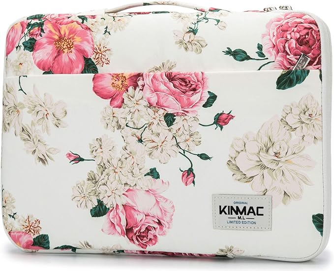 Kinmac 360° Heavy Duty Protective Laptop Sleeve Case Bag Cover with Handle for MacBook Air 13 inch,iPad Pro 13 inch and 13.3 inch HP,Dell,Lenovo,Asus,Acer Laptop (Peony)