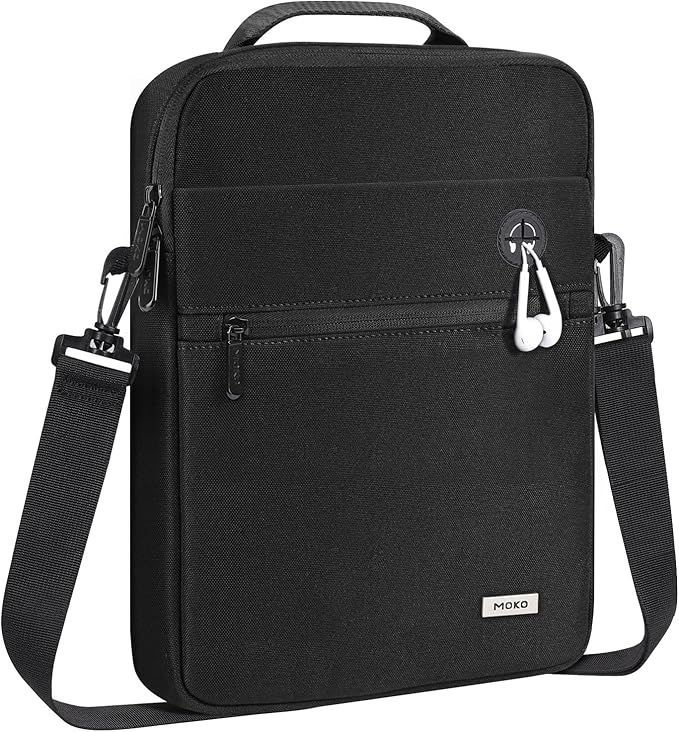 MoKo 10-13 Inch Tablet Bag,360° Protective Carrying Case Fits 13 Inch New iPad Pro M5 & Air M3, 11" iPad A16/Air M3 2025, i-Pad Pro 12.9/11,with Multi-Pockets,Shoulder Strap & Earphone Port,Black