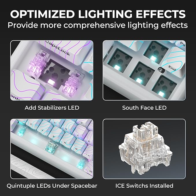 HITIME x XVX M67 Wireless 60% Percent Keyboard, QMK/VIA Topographic Gaming Keyboard, Tri-Mode Thocky Creamy Mechanical Key Board, Hot Swappable Gasket Mount RGB IMD Tech for Win/Mac(JadeStone)