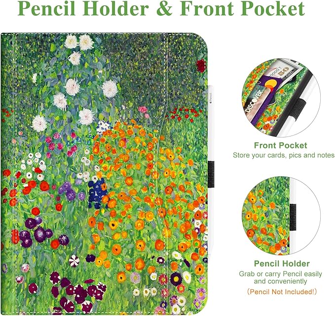 Vimorco for iPad Pro 13 Inch Case M5/M4 2025/2024, Flower for iPad Pro 13 Case M5/M4 for Girls Women, Pencil Holder/Hand Strap/Pocket, for iPad 13 Pro Cover Auto Wake/Sleep, Flowers Garden Floral