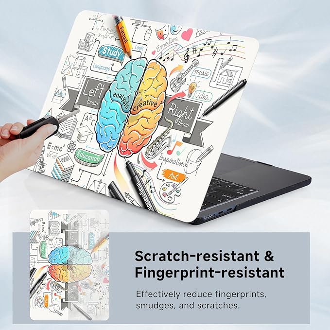 Funut for MacBook Air 13 inch Case M5 M4 M3 M2 2026 2025-2022 A3449 A3240 A3113 A2681, Funut Plastic Laptop Hard Shell Case & Keyboard Cover for M5 MacBook Air 13 inch, 11Cartoon Brain