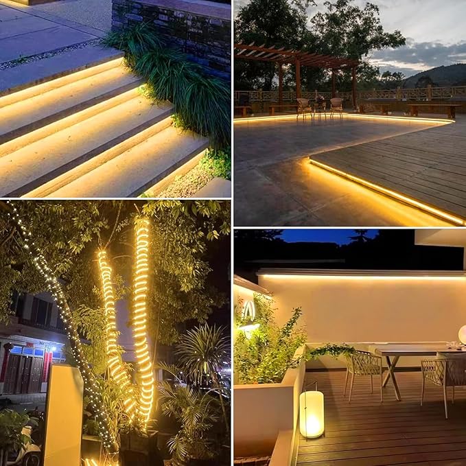 LED Strip Lights - 1200LEDs Waterproof Rope Lighting, 3000K Warm White, 110V for Indoor & Outdoor Garden, Patio, Bedroom, Kitchen, Living Room