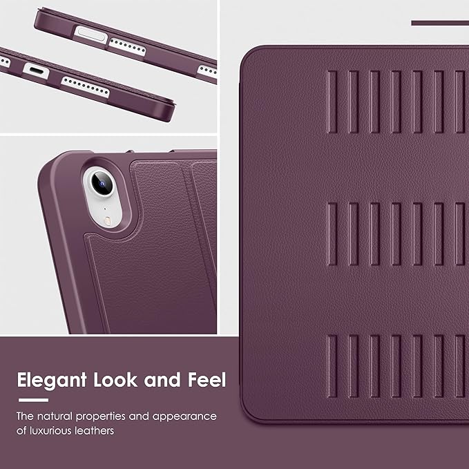 VIKESI Case for iPad mini 7 (A17 Pro) and iPad mini 6,Multiple Angles Magnetic Stand Cover,Shockproof Soft Back,Pencil Holder,and Auto Sleep/Wake,Dark Purple