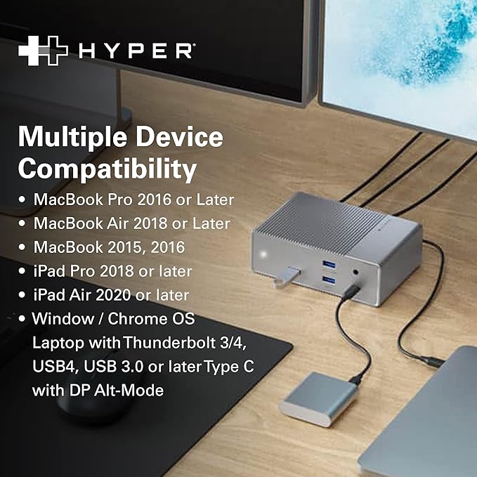 HyperDrive USB-C & Thunderbolt 4 GEN2 14-in-1 Dock for MacBook Pro/Air, iPad, PC - High-Speed Thunderbolt Docking Station - 40Gbps, Gigabit Ethernet, 85W PD