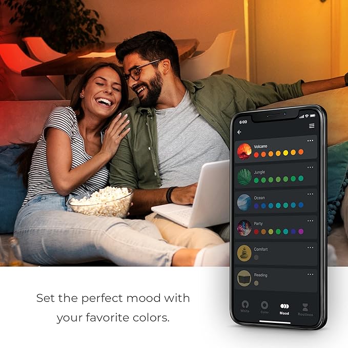 Globe Electric 35850 Wi-Fi Smart 7W (40W Equivalent) Spiral Filament Multicolor Changing LED Light Bulb, No Hub Required, Voice Activated, 2000K - 5000K, A19 Shape, E26 Base, Vintage Edison