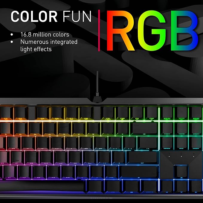 Cherry MX 3.0S, Wired Mechanical Gaming Keyboard, Robust Aluminum Housing, RGB-Lighting, Full Key Rollover, Anti Ghosting, MX Brown Switches, Black