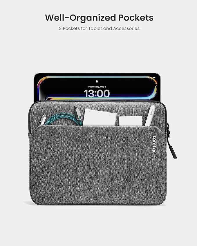tomtoc 13 Inch iPad Case Tablet Sleeve for 2026 13 Inch iPad Air M4, M3&M2, iPad Pro M5/M4, 12.9-in iPad Pro M2&M1 with Magic Keyboard and Smart Keyboard Folio, Additional Accessories Pocket