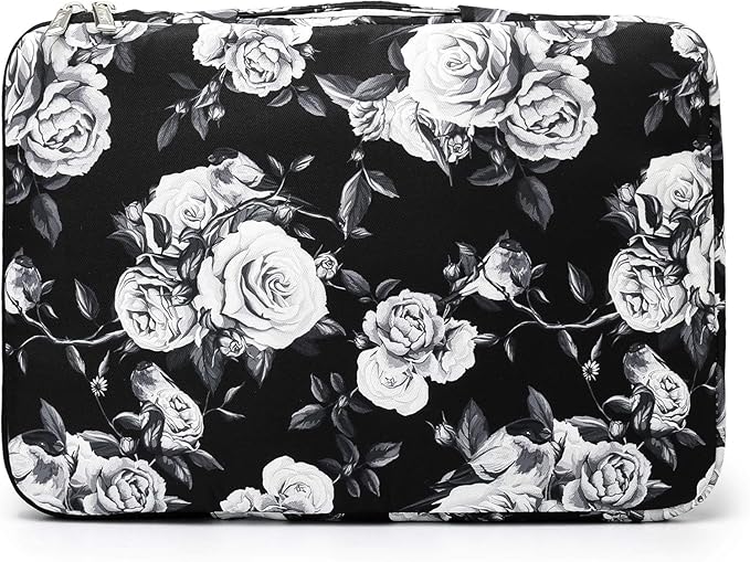 Kinmac 360° Heavy Duty Protective Laptop Sleeve Case Bag Cover with Handle for MacBook Air 13 inch,iPad Pro 13 inch and 13.3 inch HP,Dell,Lenovo,Asus,Acer Laptop (White Rose)