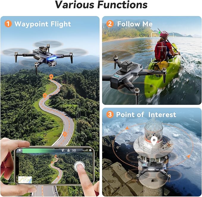 Drones with Camera for Adults 4K, GPS Drone with Obstacle Alert & Auto Return, 54 Mins Flight 3 Batteries, Brushless Motor, Foldable Mini Drone Under 249g, 5G WiFi - HYTOBP P17 (Age 14+, Black)