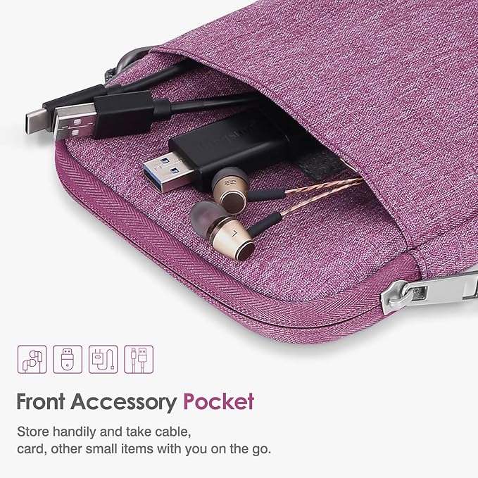 MoKo Padded Ereader Sleeve Case for 6-7 inch Ereader Tablet Bag Protective Cover Pouch with a Carabiner, Compatible with 7" Colorsoft Signature Edition 2024, Purple
