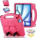 Kids Case for Apple iPad Pro 11 inch M5/M4 Tablet (2025/2024) with Handle/Kickstand Slim Lightweight Cute Soft EVA Foam Shockproof Folio Stand Protective Cover for Boy Girl Teens, Rose