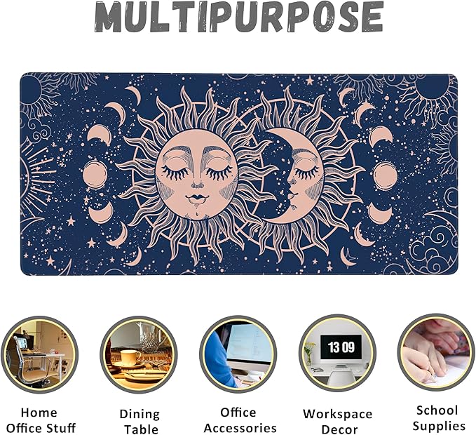 Large Mouse Pad Magic Moon and Sun Extended Gaming Mouse Pad Non-Slip Desk Mat with Stitched Edge Laptop Computer Keyboard Mousepad for Office Home 35.4" x 15.7"