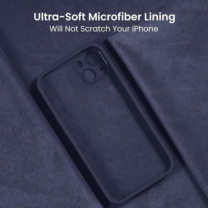 FireNova Designed for iPhone 15 Case, Silicone Upgraded [Camera Protection] Phone Case, Soft Anti-Scratch Microfiber Lining Inside, 6.1 inch, Navy Blue