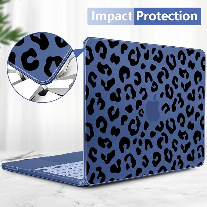 DONGKE for MacBook Neo 13 inch Case 2026 (Model A3404), Artistic Leopard Pattern Ultra Slim Frosted Matte Hard Shell, Anti-Scratch & Fingerprint Resistant Cover, Leopard Indigo