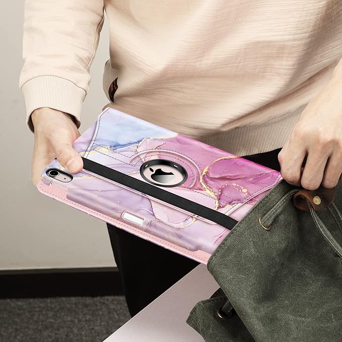 Fintie Rotating Case for iPad Air 11-inch M4/M3/M2 (2026/2025/2024), iPad Air 5th (2022) / 4th Generation 10.9 Inch - 360 Degree Rotating Protective Stand Cover with Pencil Holder, Glittering Marble