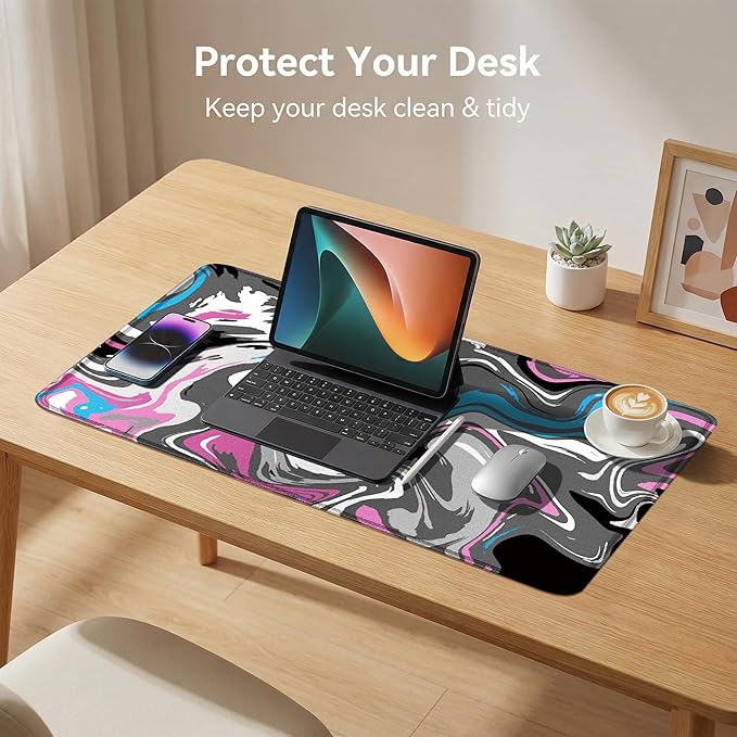 Rcege Large Mouse Pad for Desk - Gaming Mouse Pad with Stitched Edges, Anti-Slip Base for Keyboard and Mouse(Abstract Purple, 23.6L x 11.8W inches)