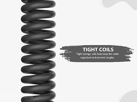 Ranked Coiled Keyboard Cable | Handcrafted Double-Sleeved Braided Cable | USB Type C to A | 5-Pin Aviator Connector for Custom Mechanical Gaming Keyboard | Support Fast Charge 20W (Black)