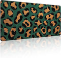 35.4 x 15.7 in, XXL Large Mouse Pad for Desk, Extended Keyboard Mouse Mat for Computer Office, Big Mouse pad with Stitched Edges, Gaming Pc-Green Leopard