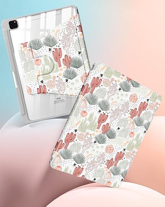 Uppuppy for iPad Air 11 inch Case, Air 5th/4th Generation 10.9, Pro 11'' Case Women Girls for Apple Pencil Holder Cute Plants Rotating Folio Cover for iPad Air 11 2024 (M2), 10.9 2022 2020, Pro 11
