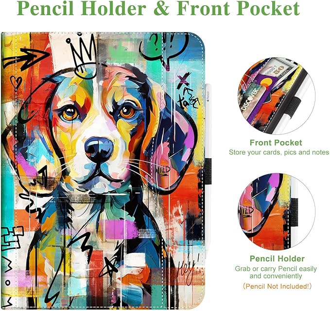 Vimorco for iPad Air M4/M3/M2 11 Inch Case 2026/2025/2024, for iPad Air 5th/4th Gen Cases 10.9-inch, for iPad Pro 11 Inch Case 4th/3rd/2nd/1st Generation Pencil Holder/Hand Strap/Pocket, Cute Dog