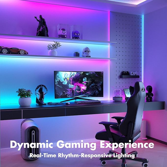 MFWW 130FT Strip Lights, Smart IC RGB LED Lights Multiple Colors on One Line, App+Remote Control, Timing, Multimodal, Music Sync, Color Changing Lights for Bedroom, Party Home Decor