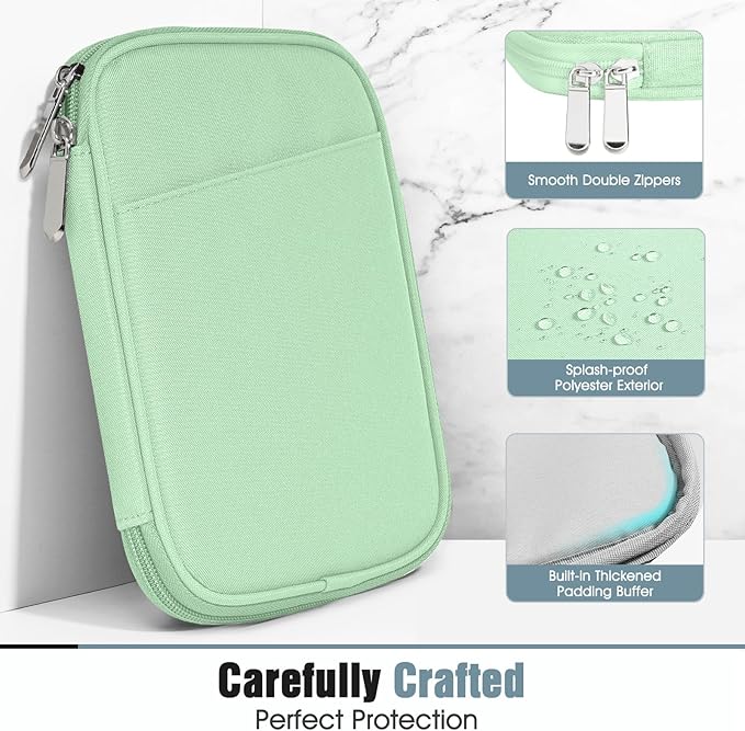 TiMOVO 6-7 Inch Universal Sleeve for eReader Book, Protective Sleeve Cover Case with Pocket, Compatible with 6-7" E-Reader & Kobo Devices, Agave Green