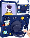 Wazzasoft for iPad mini 1/2/3 Case 7.9 Inch Girls Boys Cute Astronaut Cover Kawaii 3D Cartoon Spacemen with Rotating Handle Stand + Strap Silicone Funda for Apple iPad mini 3rd/2nd/1st Gen Cases